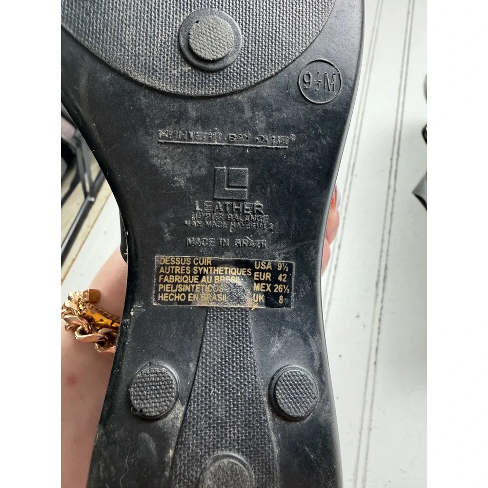 Montego Bay Club Vintage Y2K Black Leather Platform Sandals Women's Size 9.5
